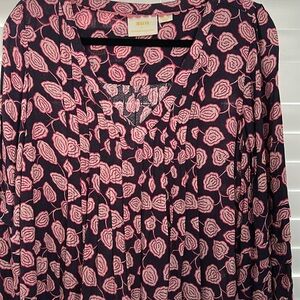 Anthropologie Maeve Pink and Navy Floral Blouse